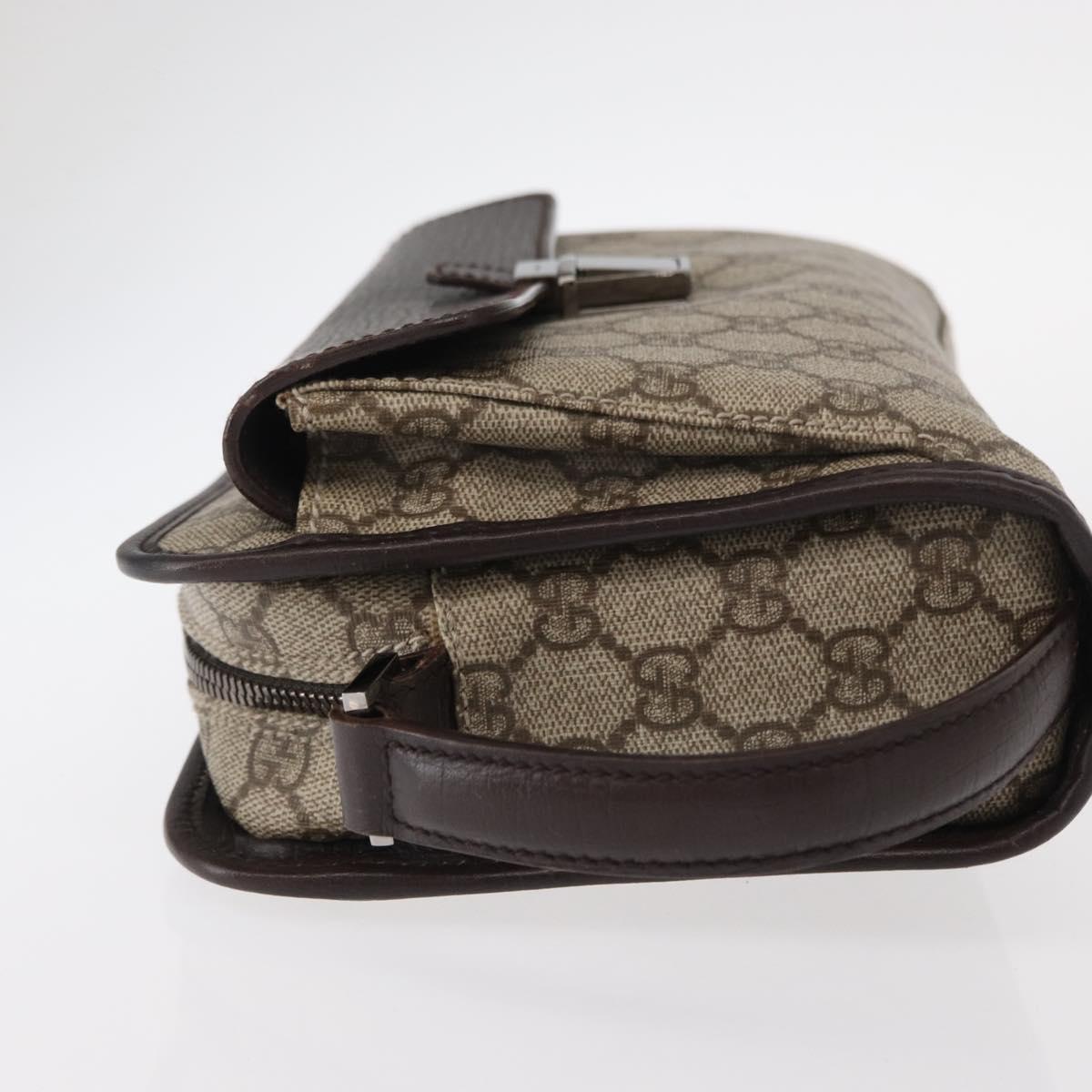 GUCCI GG Supreme Clutch Bag PVC Beige Silver 108844 Auth 155648