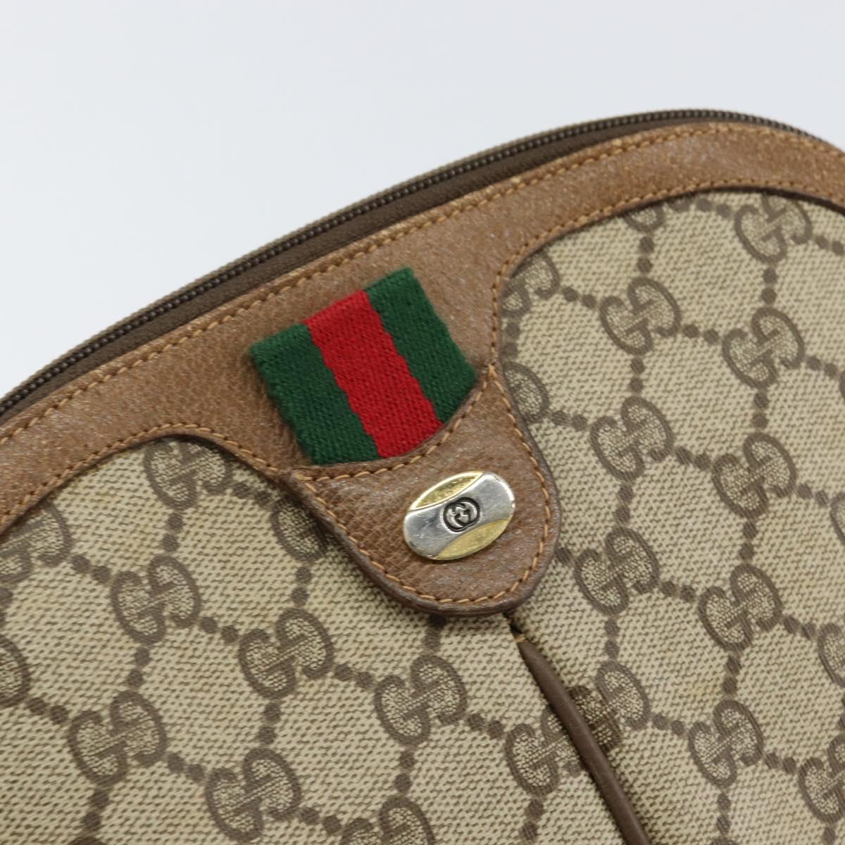 GUCCI GG Supreme Web Sherry Line Bag PVC Beige Gold 904 02 047 Auth 155650