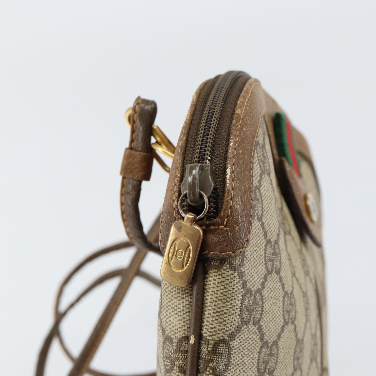 GUCCI GG Supreme Web Sherry Line Bag PVC Beige Gold 904 02 047 Auth 155650