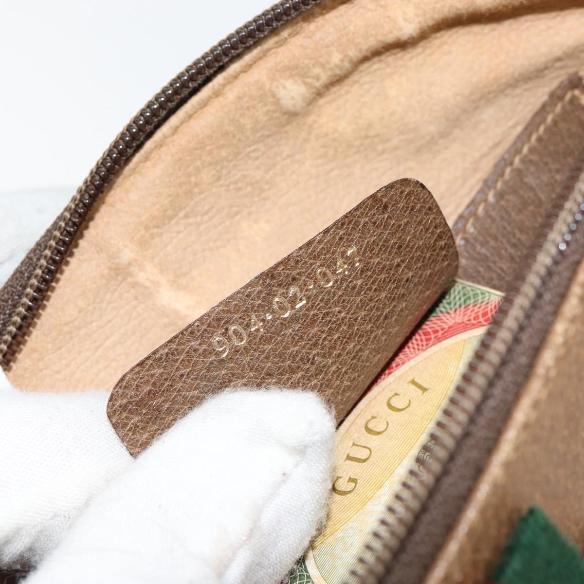 GUCCI GG Supreme Web Sherry Line Bag PVC Beige Gold 904 02 047 Auth 155650