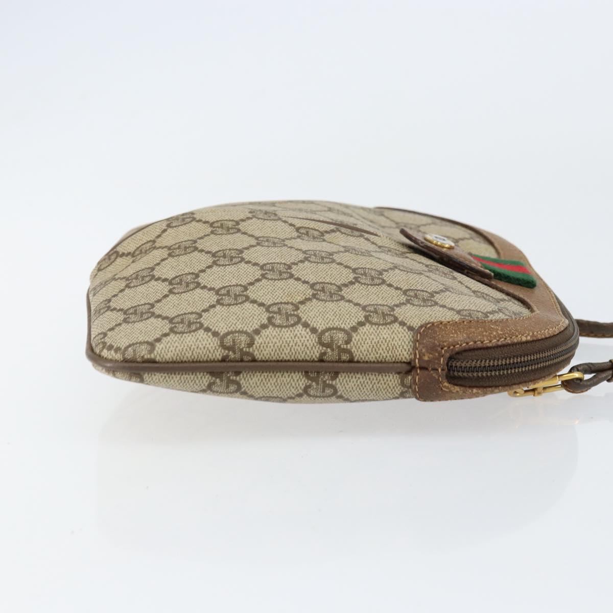 GUCCI GG Supreme Web Sherry Line Bag PVC Beige Gold 904 02 047 Auth 155650