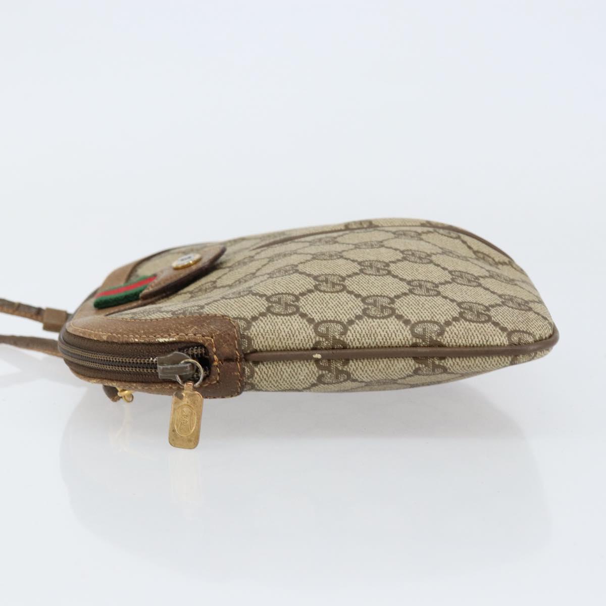 GUCCI GG Supreme Web Sherry Line Bag PVC Beige Gold 904 02 047 Auth 155650