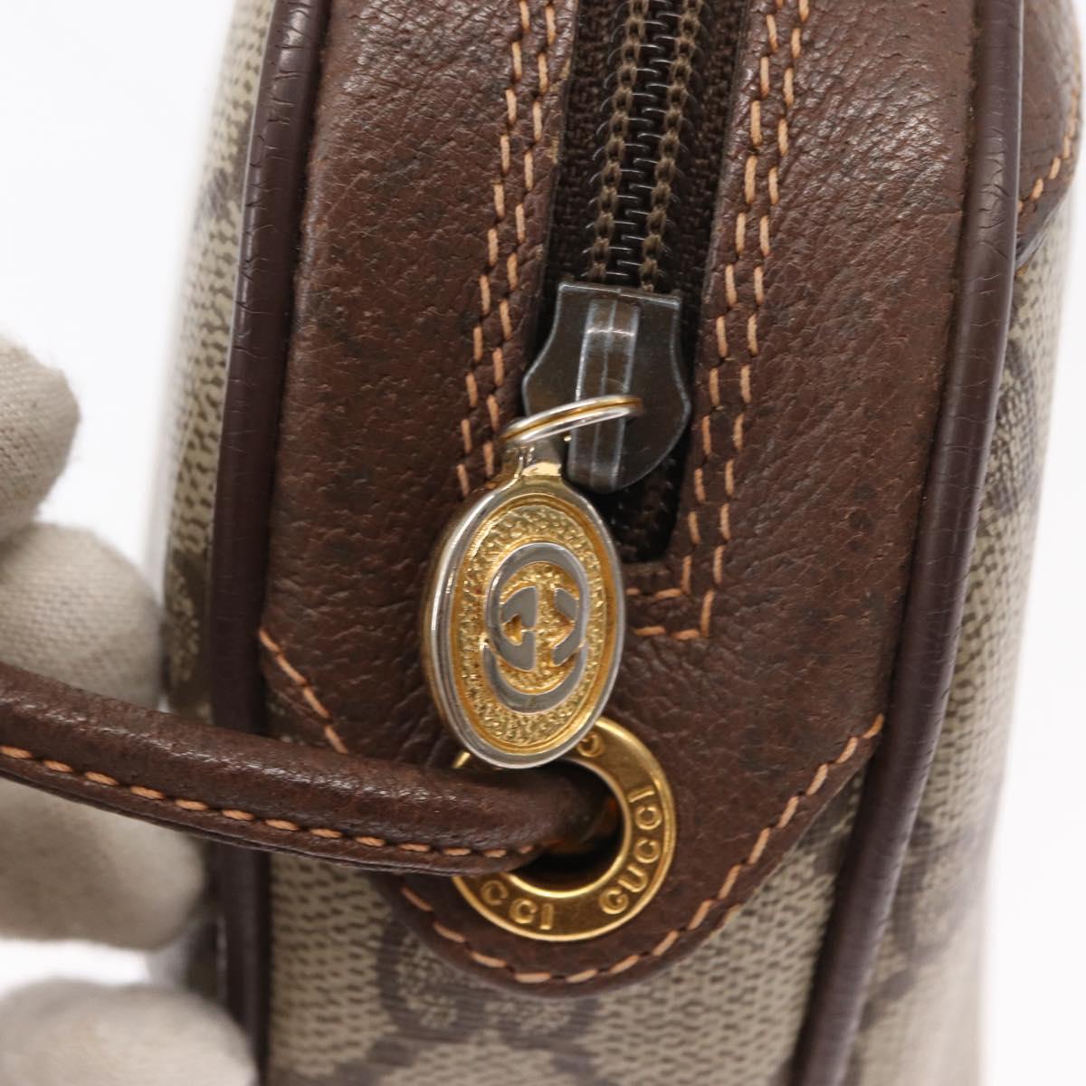 GUCCI GG Supreme Web Sherry Line Bag PVC Beige Gold 156 02 066 Auth 155651