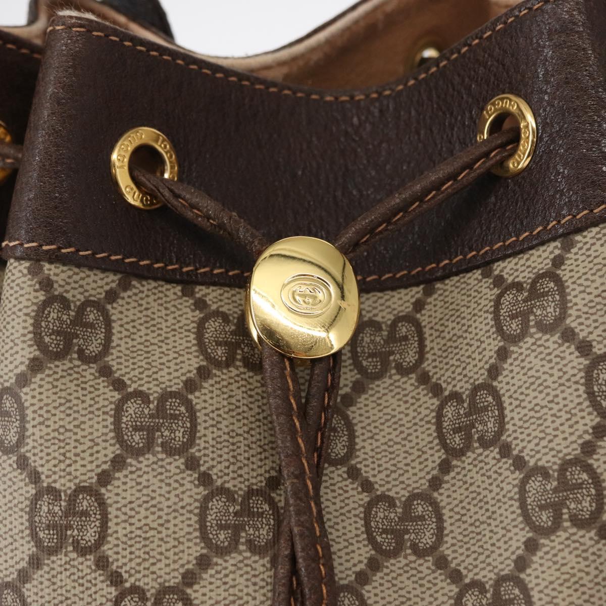 GUCCI GG Supreme Web Sherry Line Bag PVC Beige Gold 164 02 034 Auth 155652