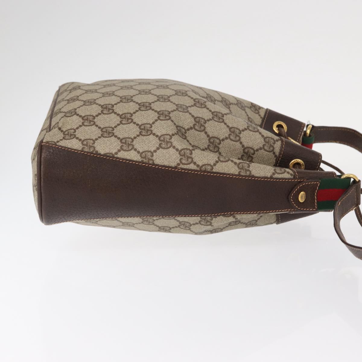 GUCCI GG Supreme Web Sherry Line Bag PVC Beige Gold 164 02 034 Auth 155652