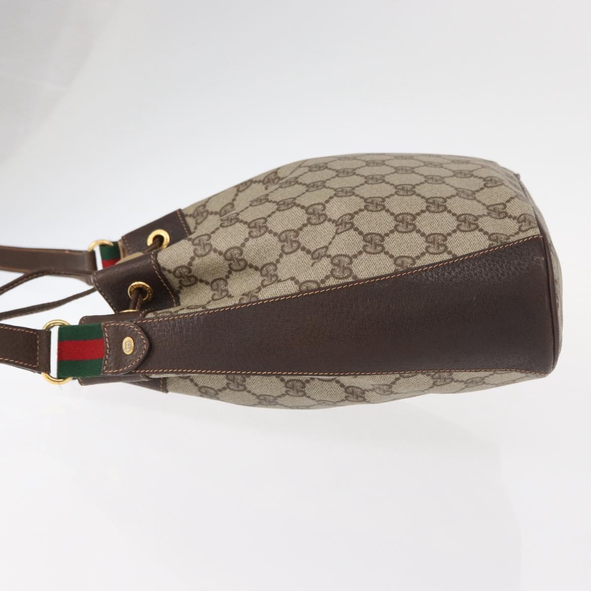 GUCCI GG Supreme Web Sherry Line Bag PVC Beige Gold 164 02 034 Auth 155652