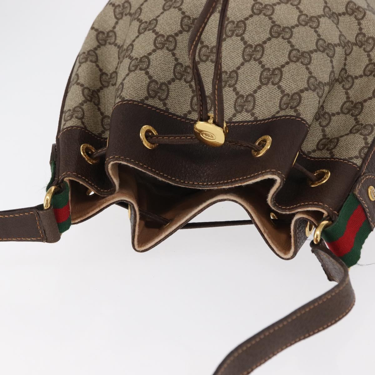 GUCCI GG Supreme Web Sherry Line Bag PVC Beige Gold 164 02 034 Auth 155652