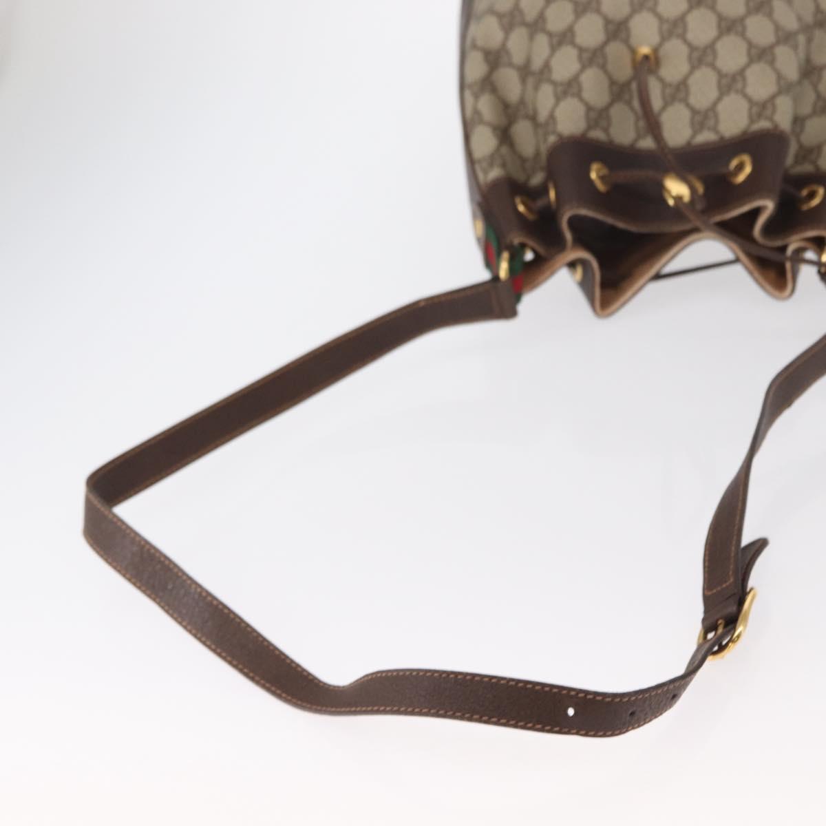 GUCCI GG Supreme Web Sherry Line Bag PVC Beige Gold 164 02 034 Auth 155652