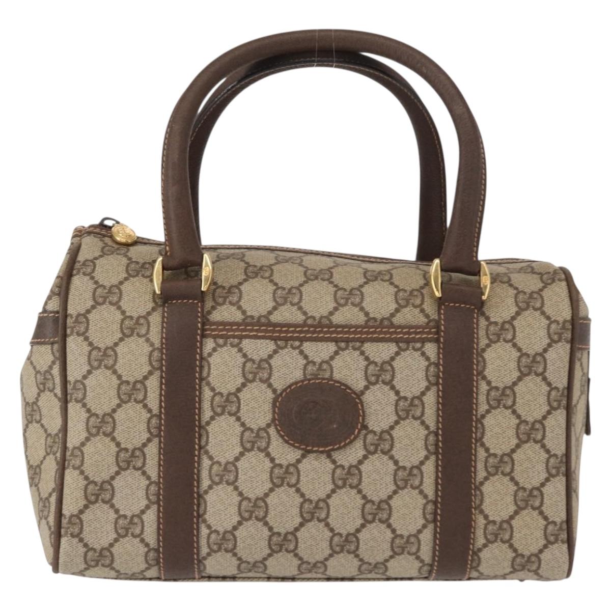 GUCCI GG Supreme Hand Bag PVC Beige Gold 000 101 0093 Auth 155653