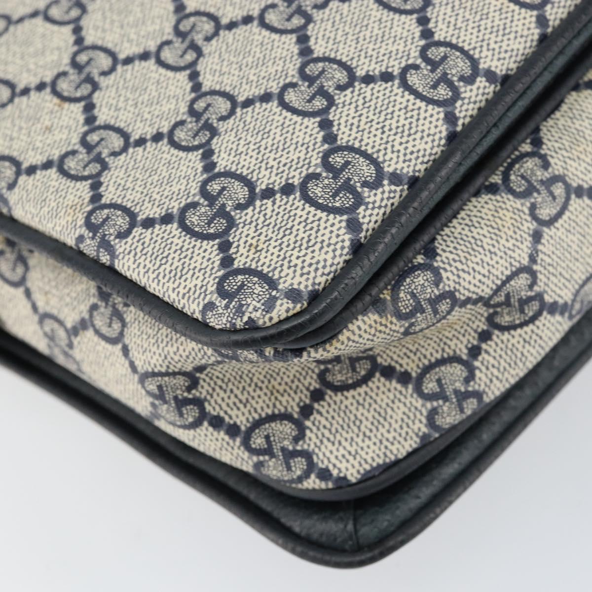 GUCCI GG Supreme Sherry Line Hand Bag PVC Navy Red 41 02 079 Auth 155654