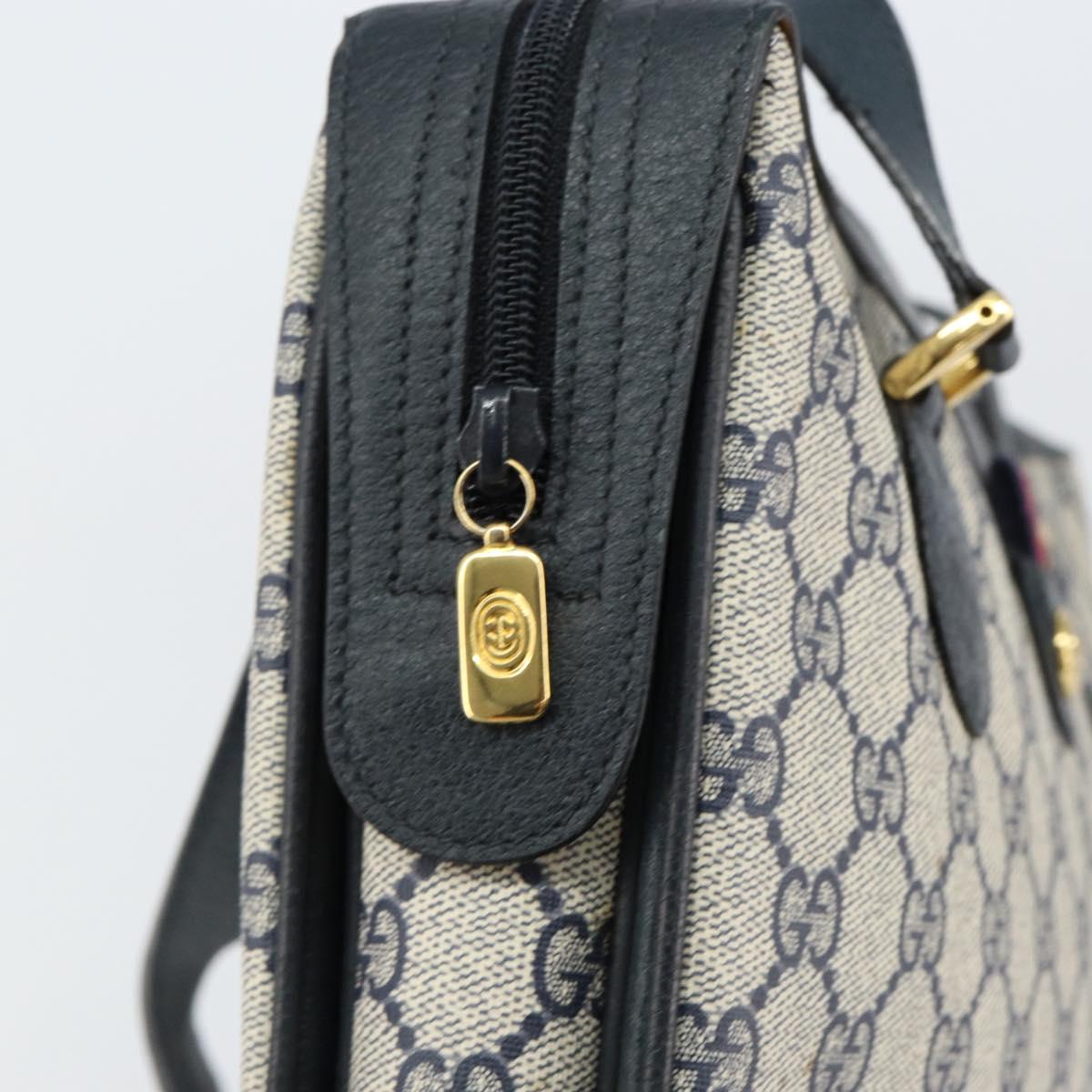 GUCCI GG Supreme Sherry Line Hand Bag PVC Navy Red 41 02 079 Auth 155654