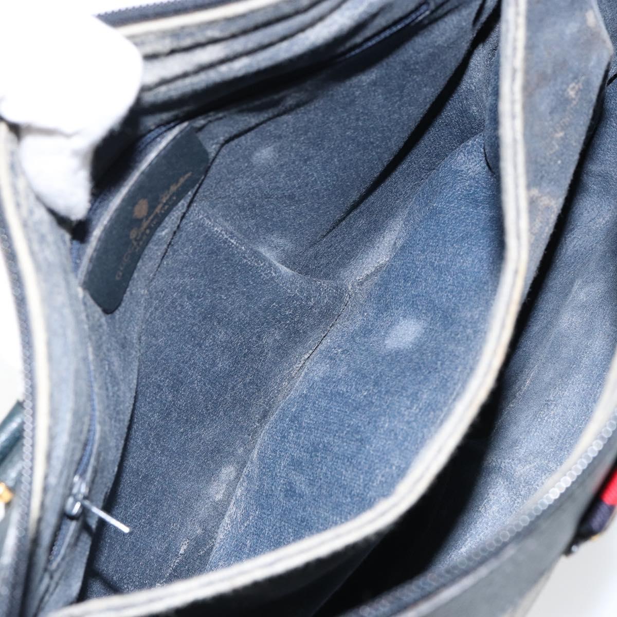 GUCCI GG Supreme Sherry Line Hand Bag PVC Navy Red 41 02 079 Auth 155654