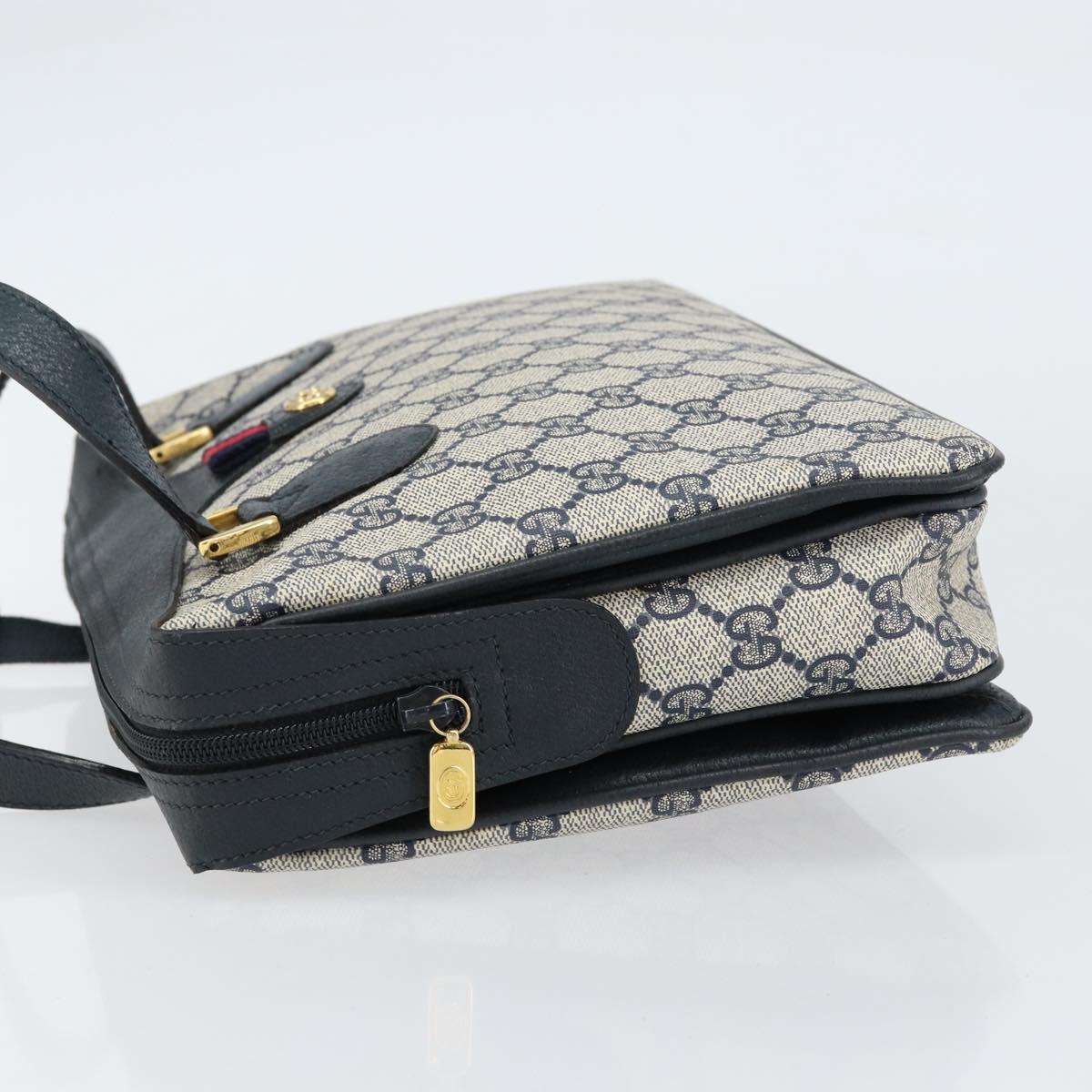 GUCCI GG Supreme Sherry Line Hand Bag PVC Navy Red 41 02 079 Auth 155654