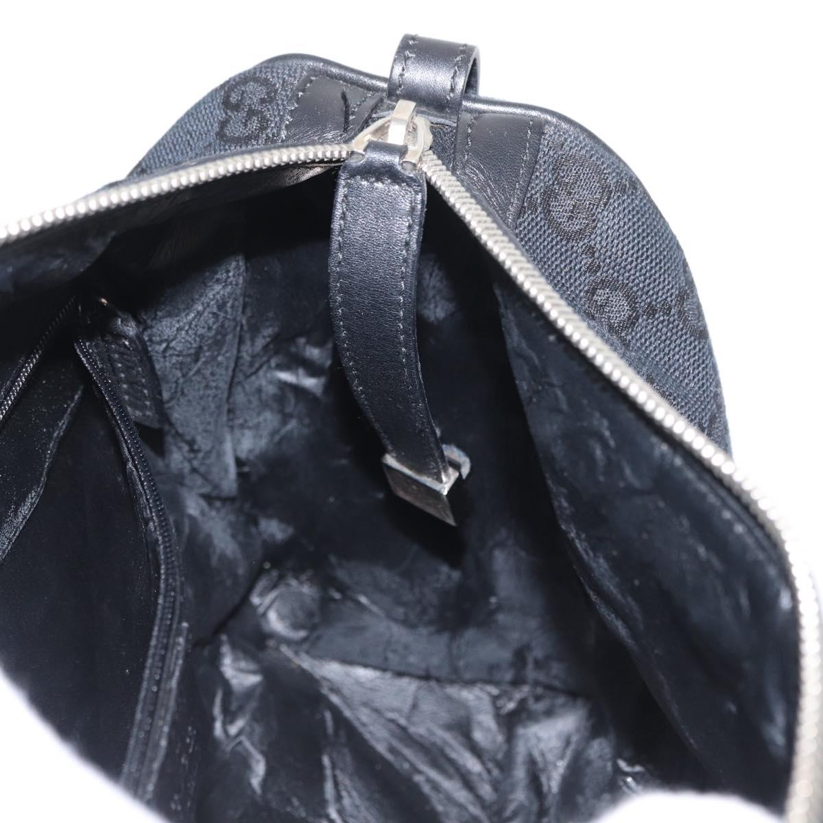 GUCCI GG Canvas Hand Bag Black Silver 000 0851 3754 Auth 155656