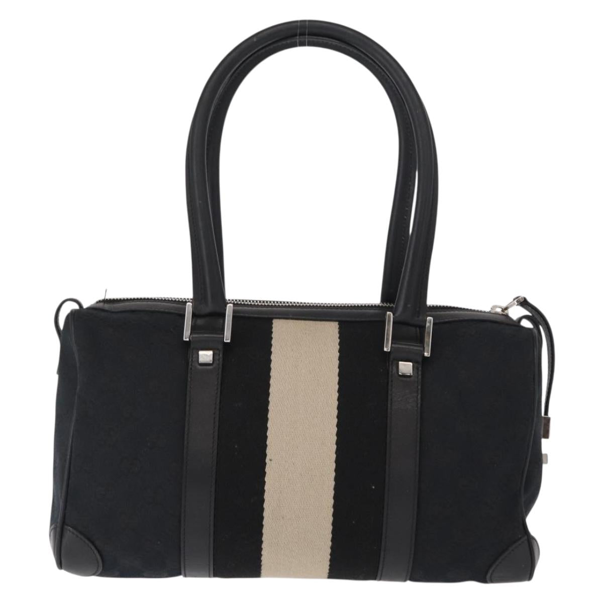 GUCCI GG Canvas Hand Bag Black Silver 000 0851 3754 Auth 155656