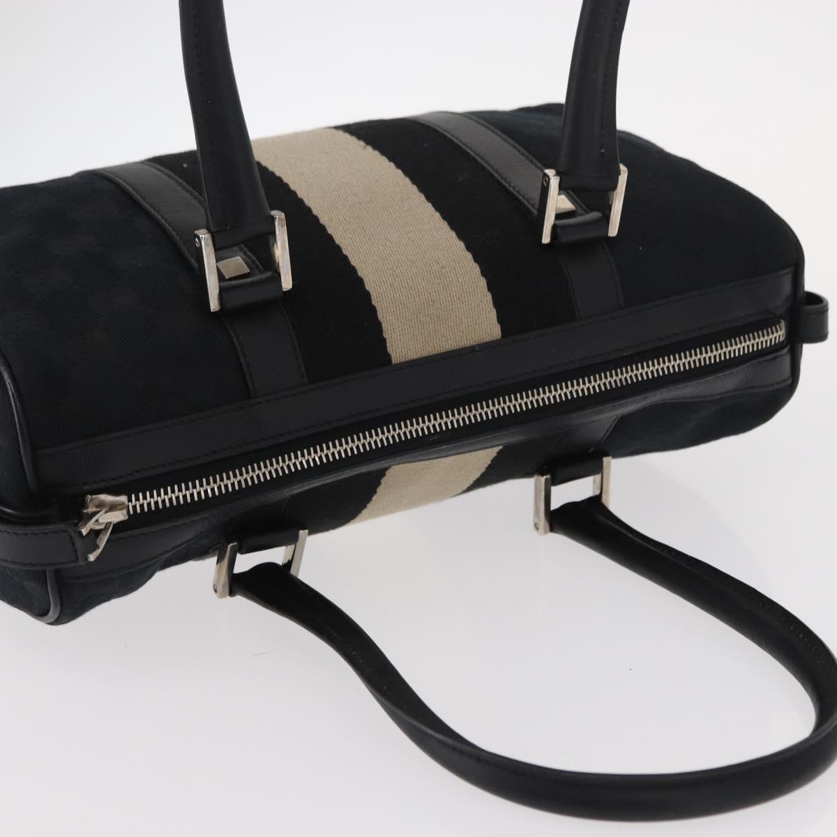 GUCCI GG Canvas Hand Bag Black Silver 000 0851 3754 Auth 155656