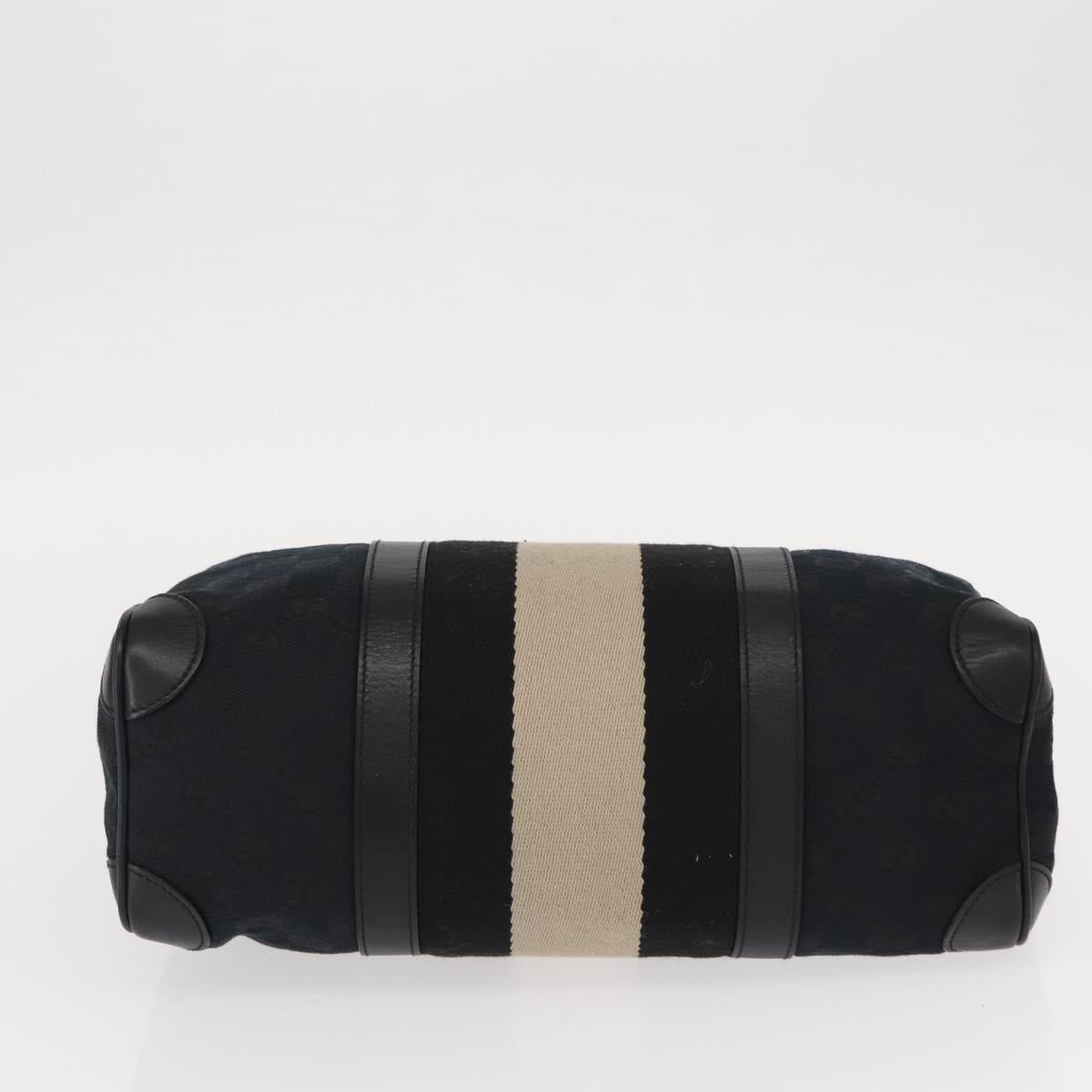 GUCCI GG Canvas Hand Bag Black Silver 000 0851 3754 Auth 155656