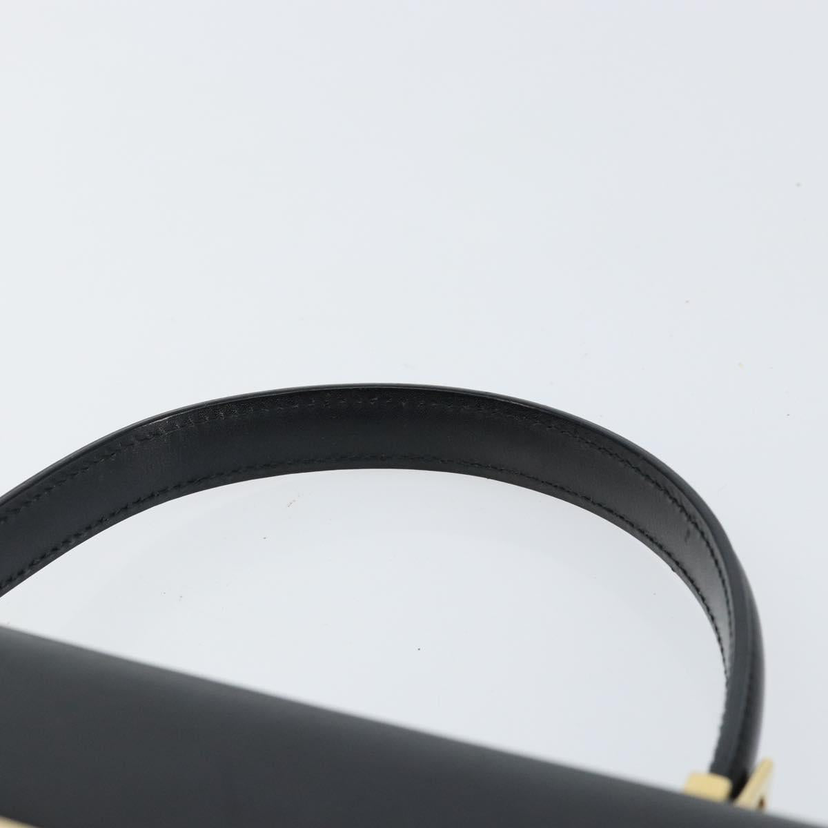 Salvatore Ferragamo Gancini Hand Bag Leather Black Gold Auth 155657