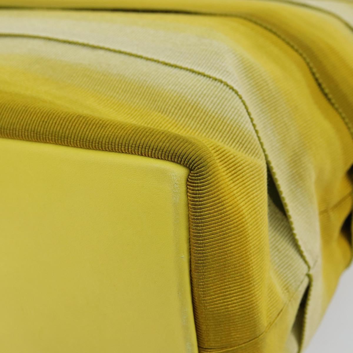 Salvatore Ferragamo Vala Chain Tote Bag Canvas Yellow Silver Auth 155658