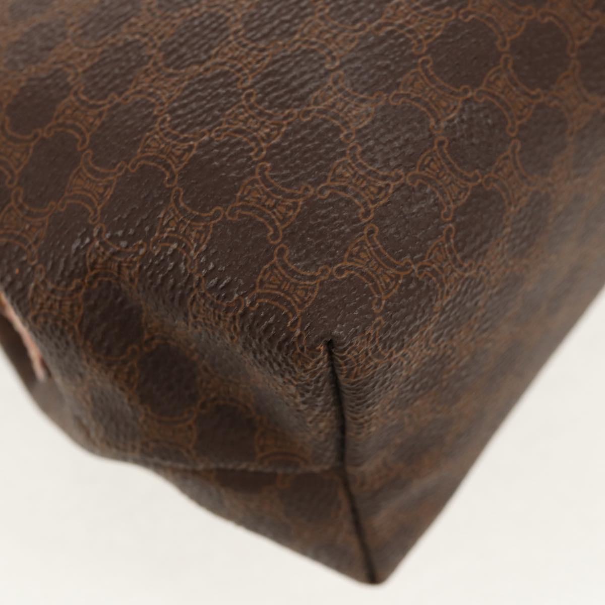 CELINE Macadam Canvas Pouch PVC Leather Brown Gold Auth 155659V