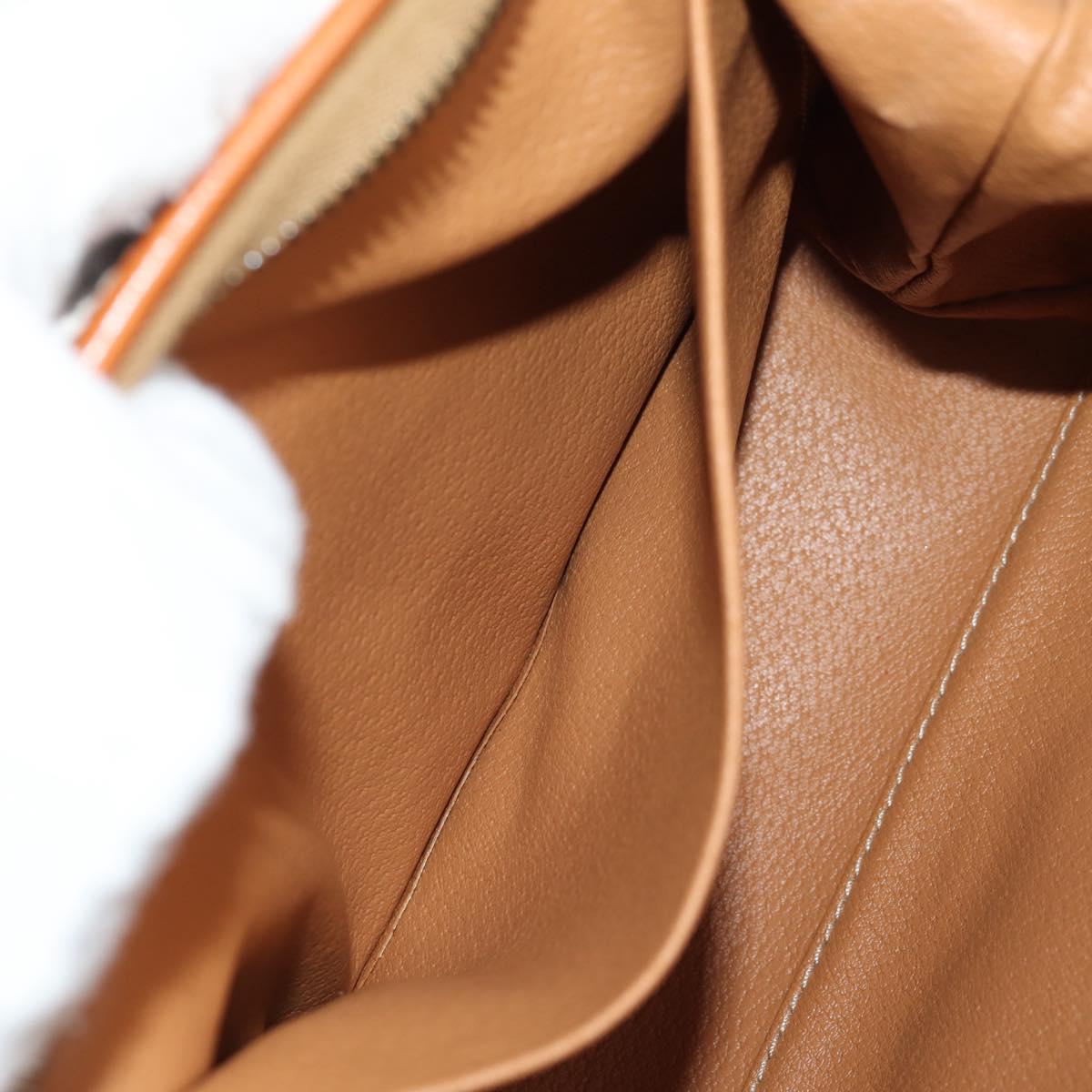 CELINE Macadam Canvas Pouch PVC Leather Brown Gold Auth 155659V