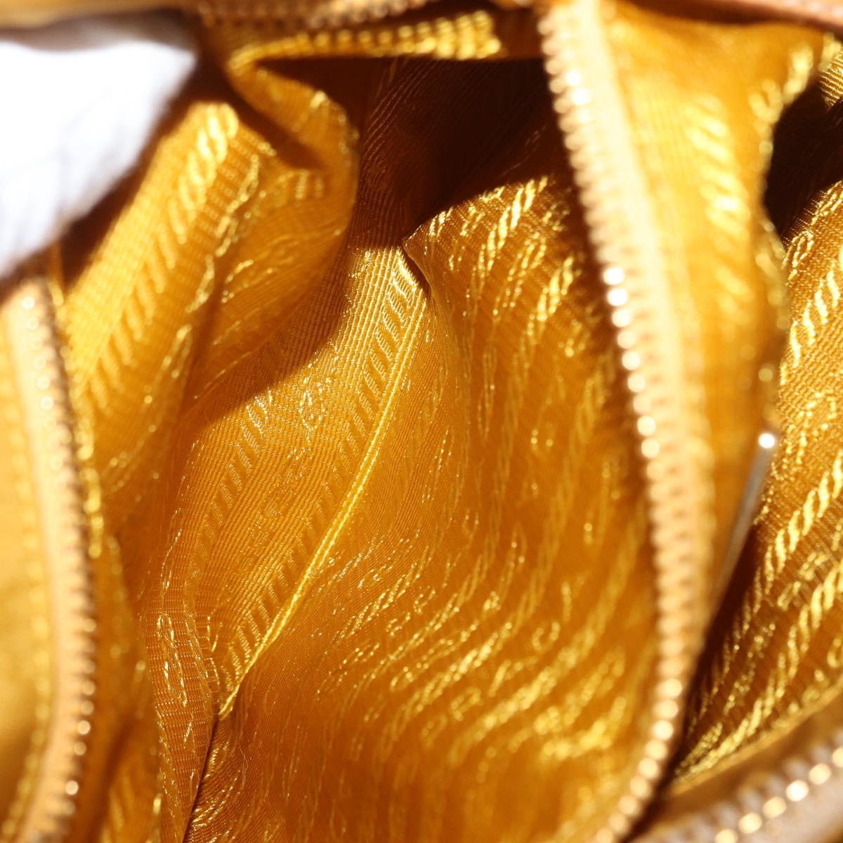 PRADA Hand Bag Canvas Beige Gold Auth 155660