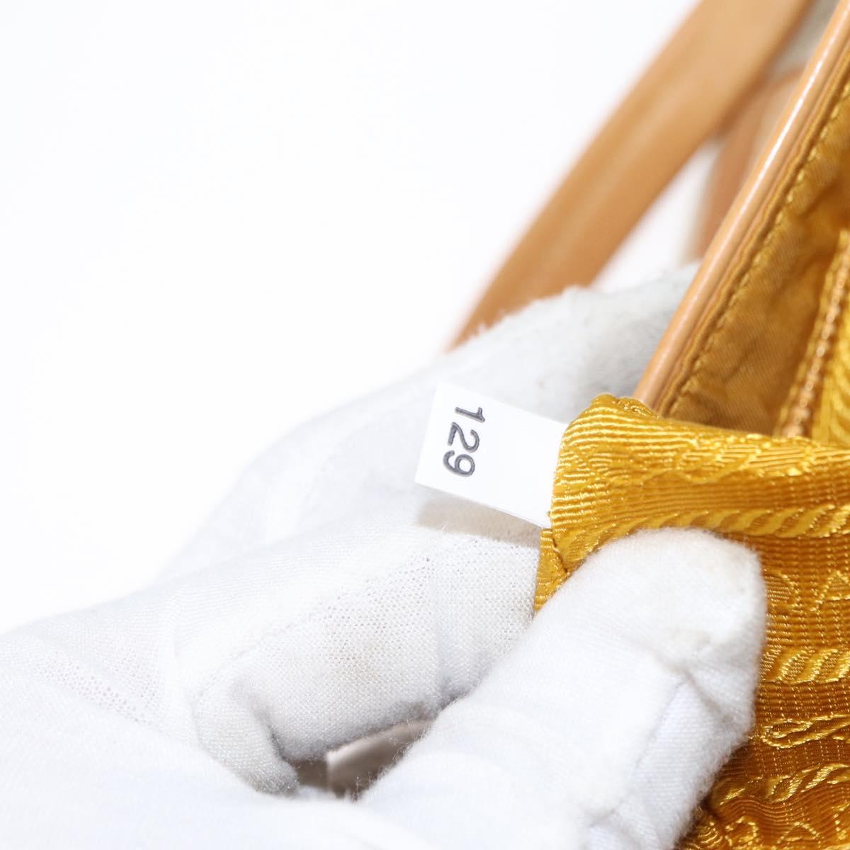 PRADA Hand Bag Canvas Beige Gold Auth 155660