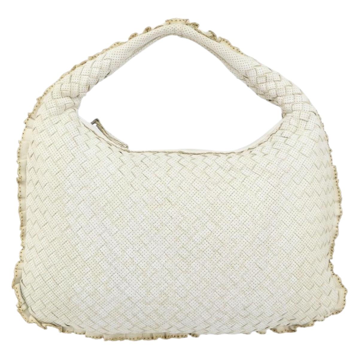 BOTTEGA VENETA INTRECCIATO Hobo Shoulder Bag Leather White 115653 Auth 155688