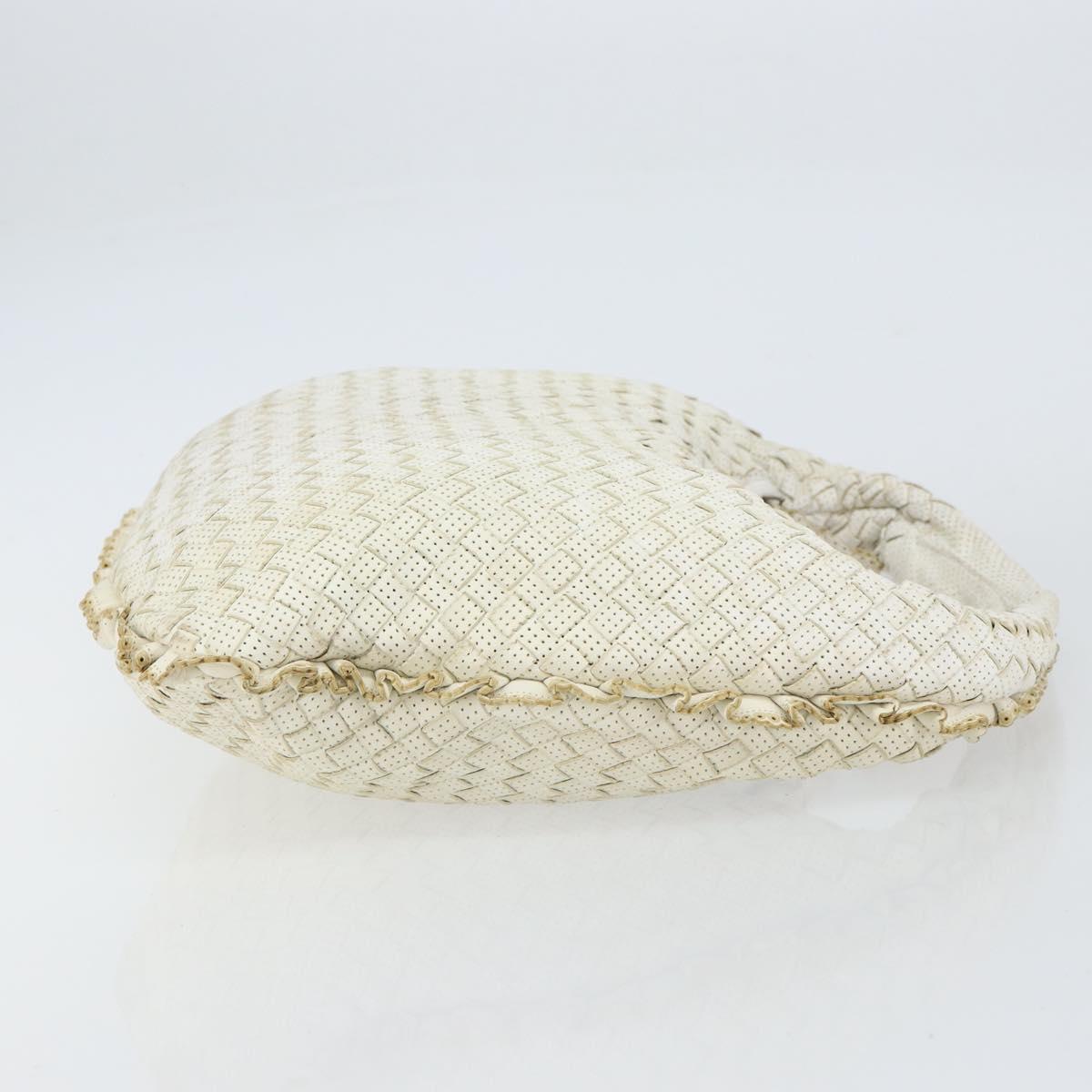 BOTTEGA VENETA INTRECCIATO Hobo Shoulder Bag Leather White 115653 Auth 155688
