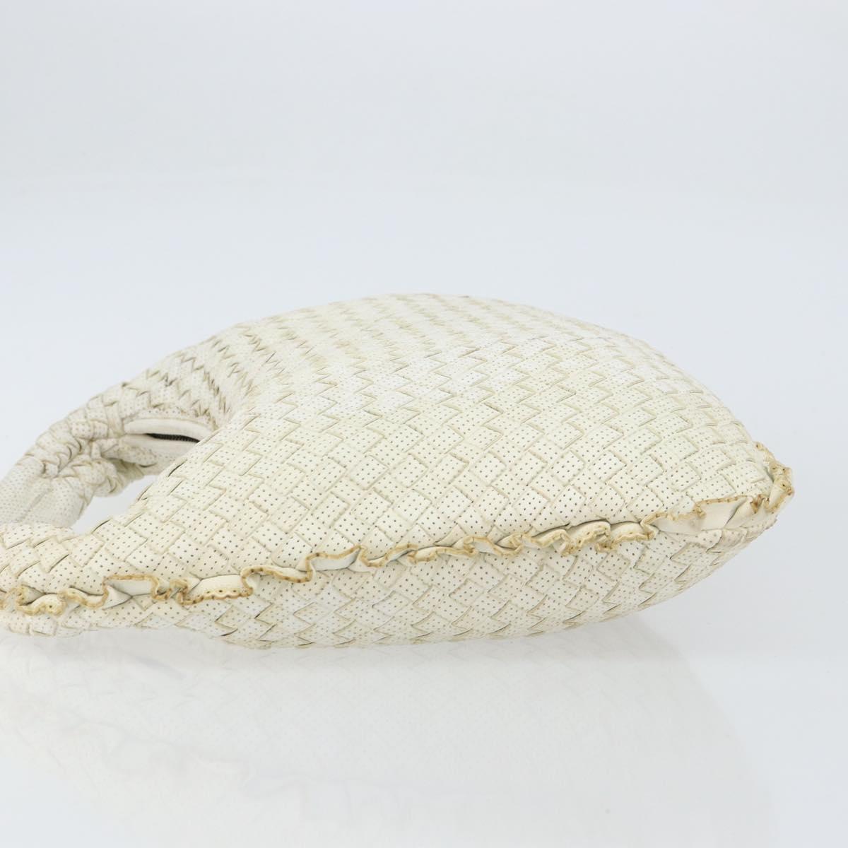 BOTTEGA VENETA INTRECCIATO Hobo Shoulder Bag Leather White 115653 Auth 155688