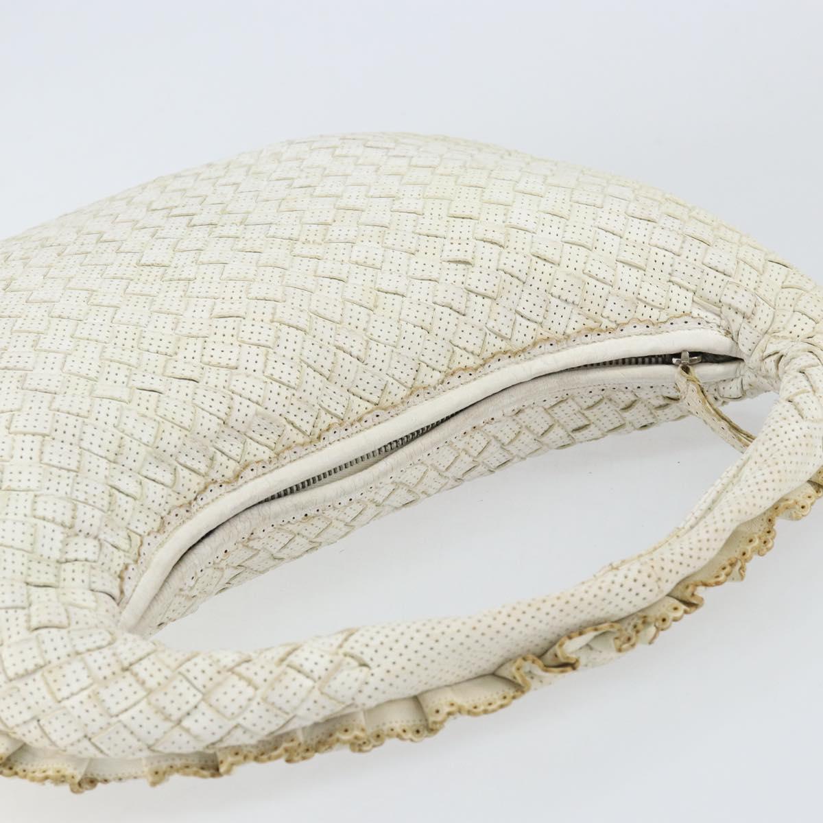 BOTTEGA VENETA INTRECCIATO Hobo Shoulder Bag Leather White 115653 Auth 155688