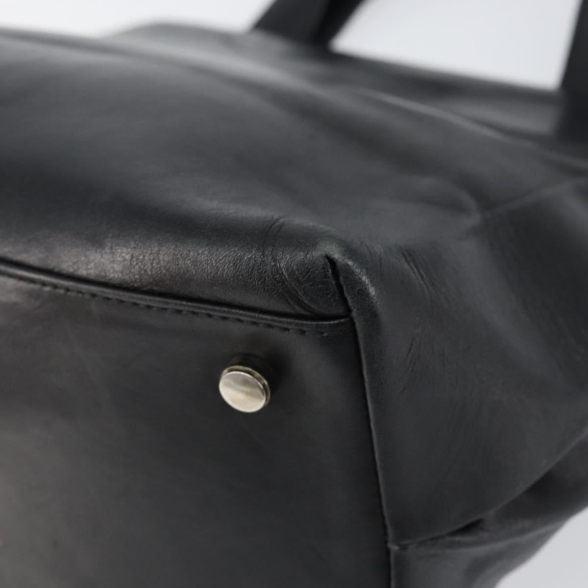 Salvatore Ferragamo Gancini Hand Bag Leather Black Silver Auth 155690