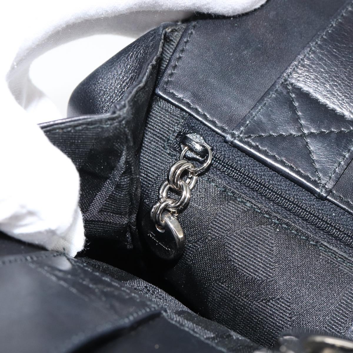 Salvatore Ferragamo Gancini Hand Bag Leather Black Silver Auth 155690