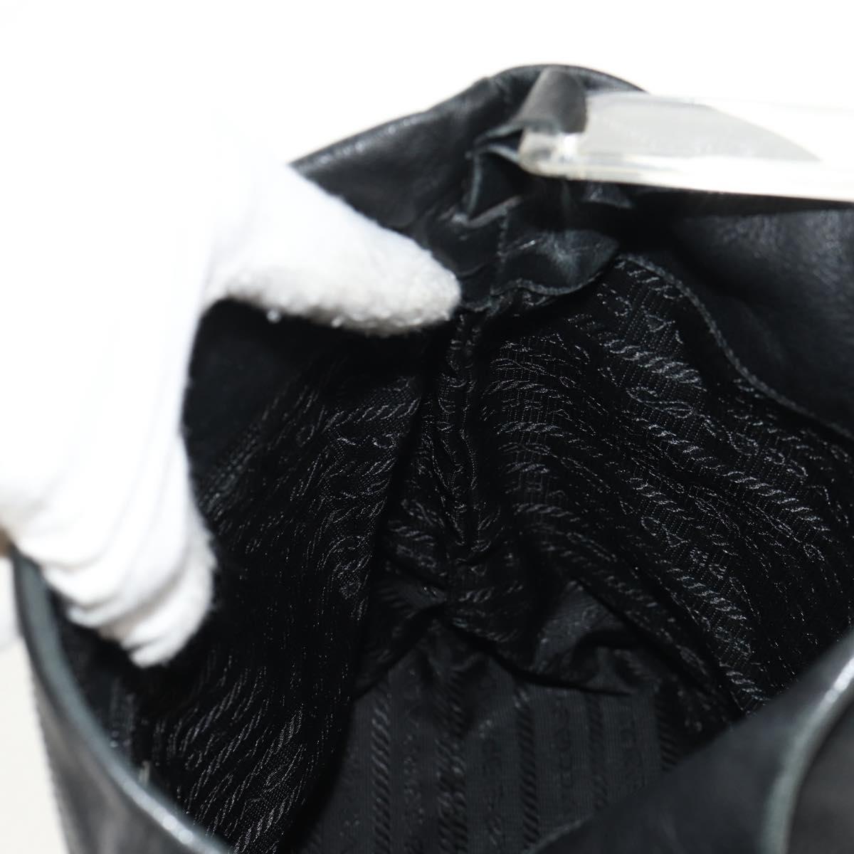 PRADA Shoulder Bag Leather Black Auth 155691V