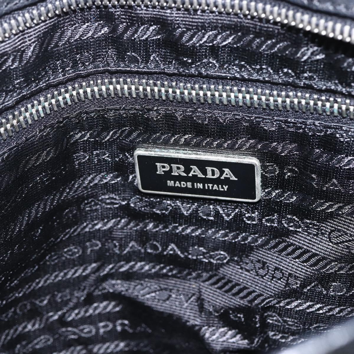 PRADA Shoulder Bag Leather Black Silver Auth 155697