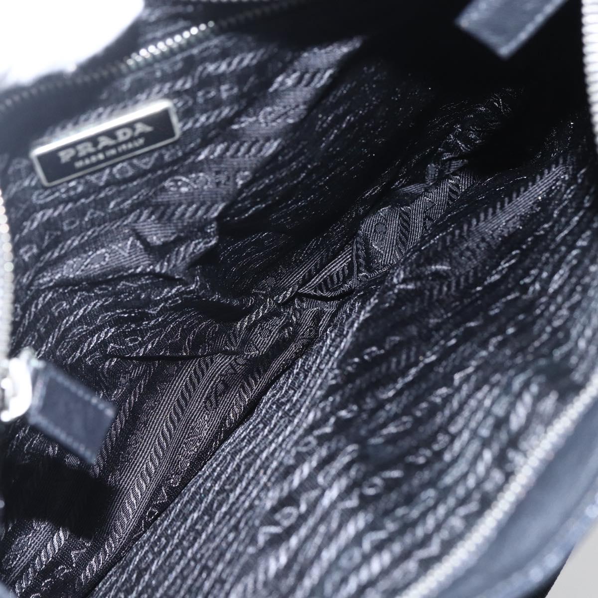 PRADA Shoulder Bag Leather Black Silver Auth 155697