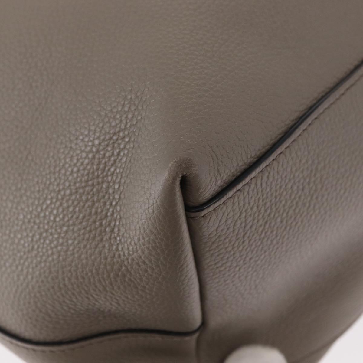 PRADA Shoulder Bag Leather Gray Gold Auth 155698