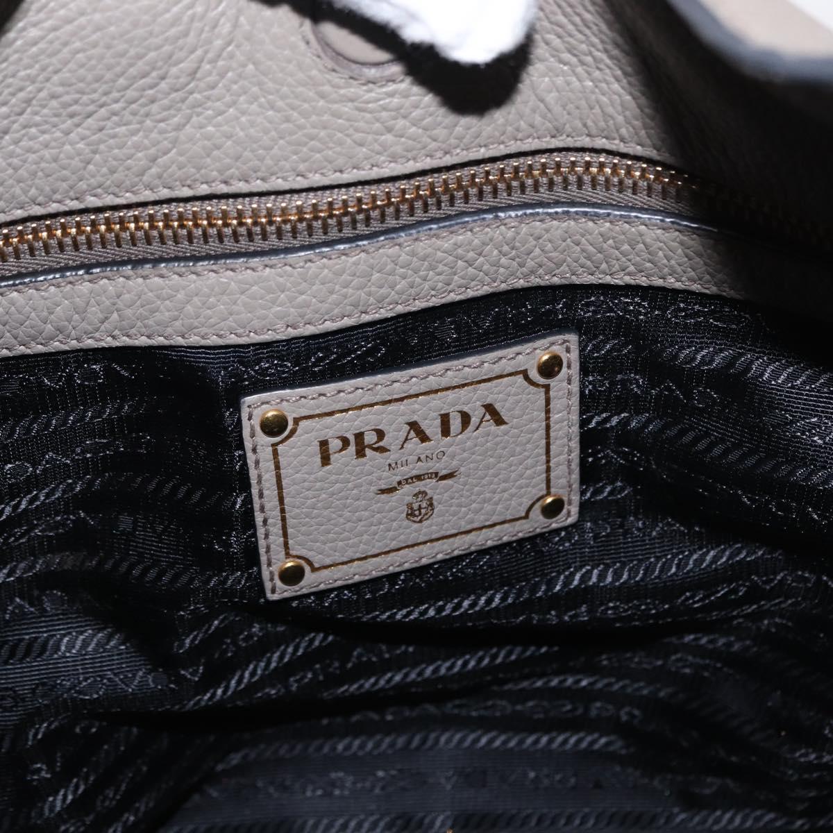 PRADA Shoulder Bag Leather Gray Gold Auth 155698