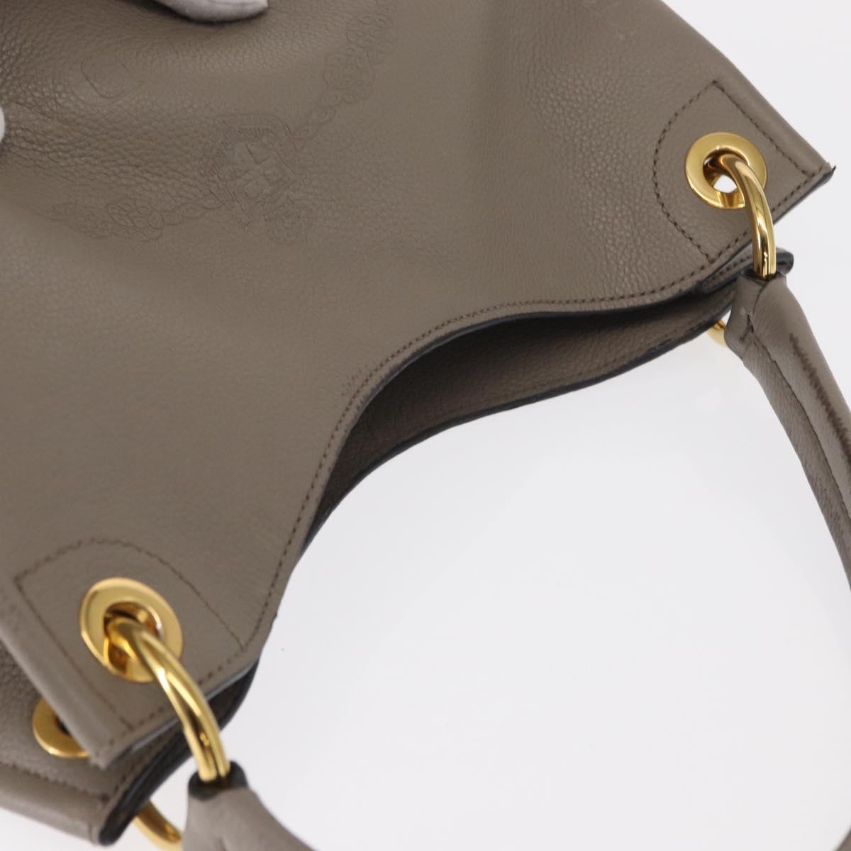 PRADA Shoulder Bag Leather Gray Gold Auth 155698