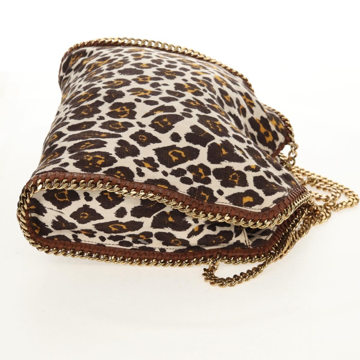 Stella MacCartney Chain Falabella Bag Canvas Brown Gold 234387 Auth 155699
