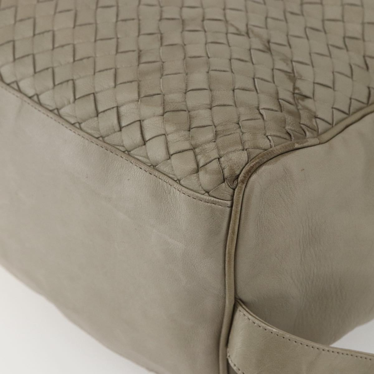 BOTTEGA VENETA INTRECCIATO Hand Bag Leather Beige Gold Auth 155700