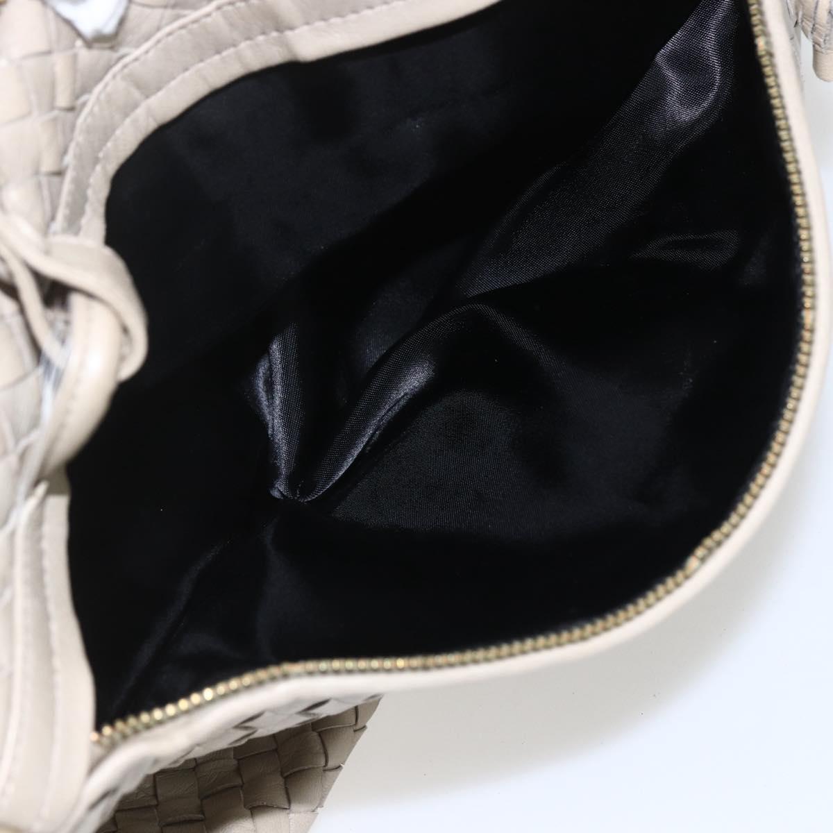 BOTTEGA VENETA INTRECCIATO Hand Bag Leather Beige Gold Auth 155700