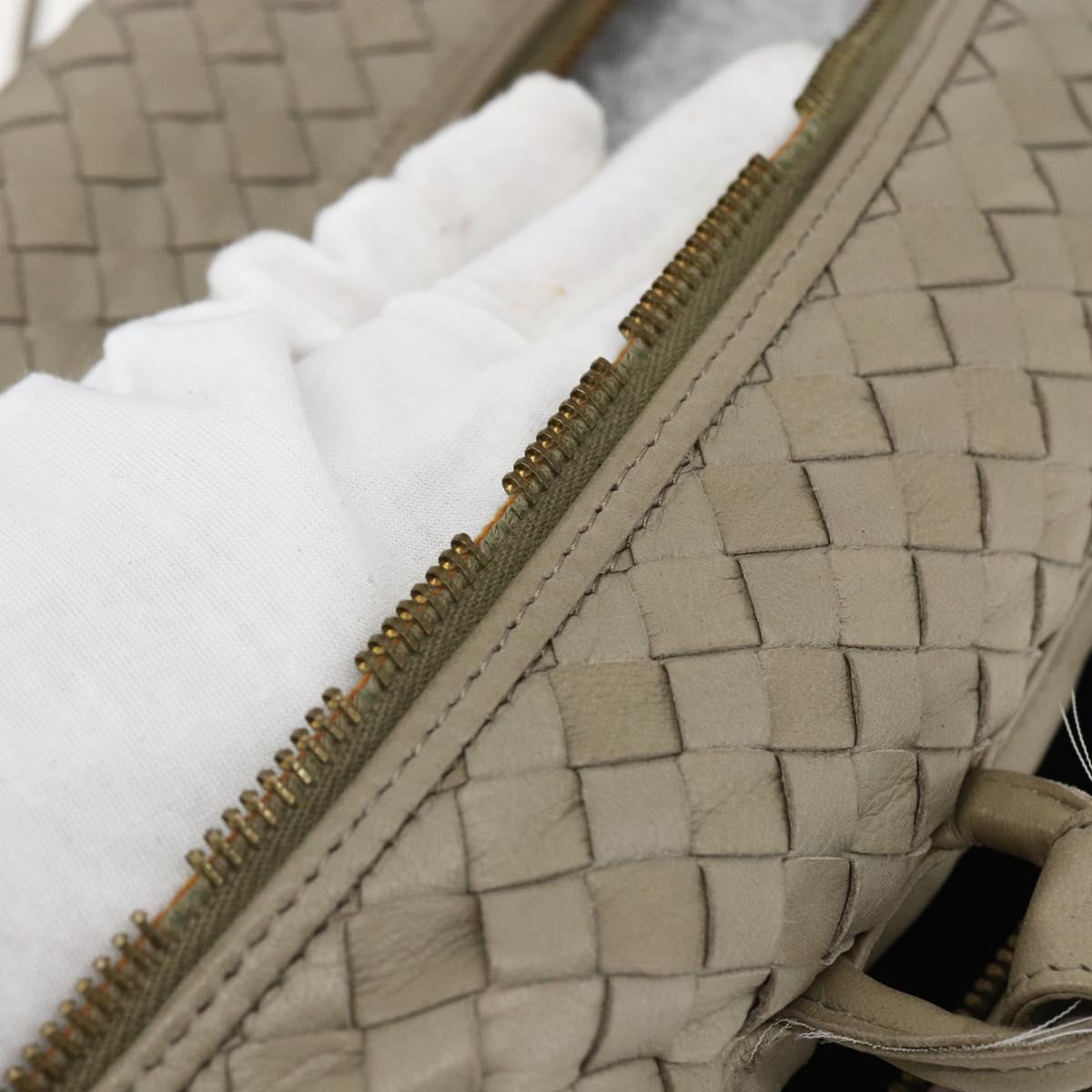BOTTEGA VENETA INTRECCIATO Hand Bag Leather Beige Gold Auth 155700
