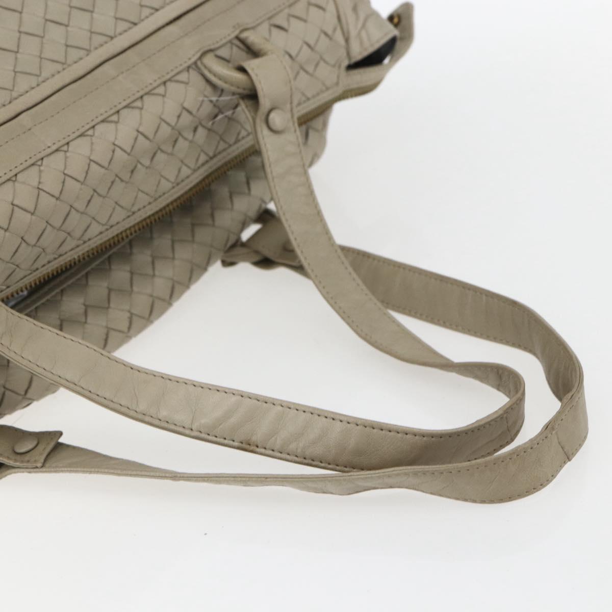 BOTTEGA VENETA INTRECCIATO Hand Bag Leather Beige Gold Auth 155700
