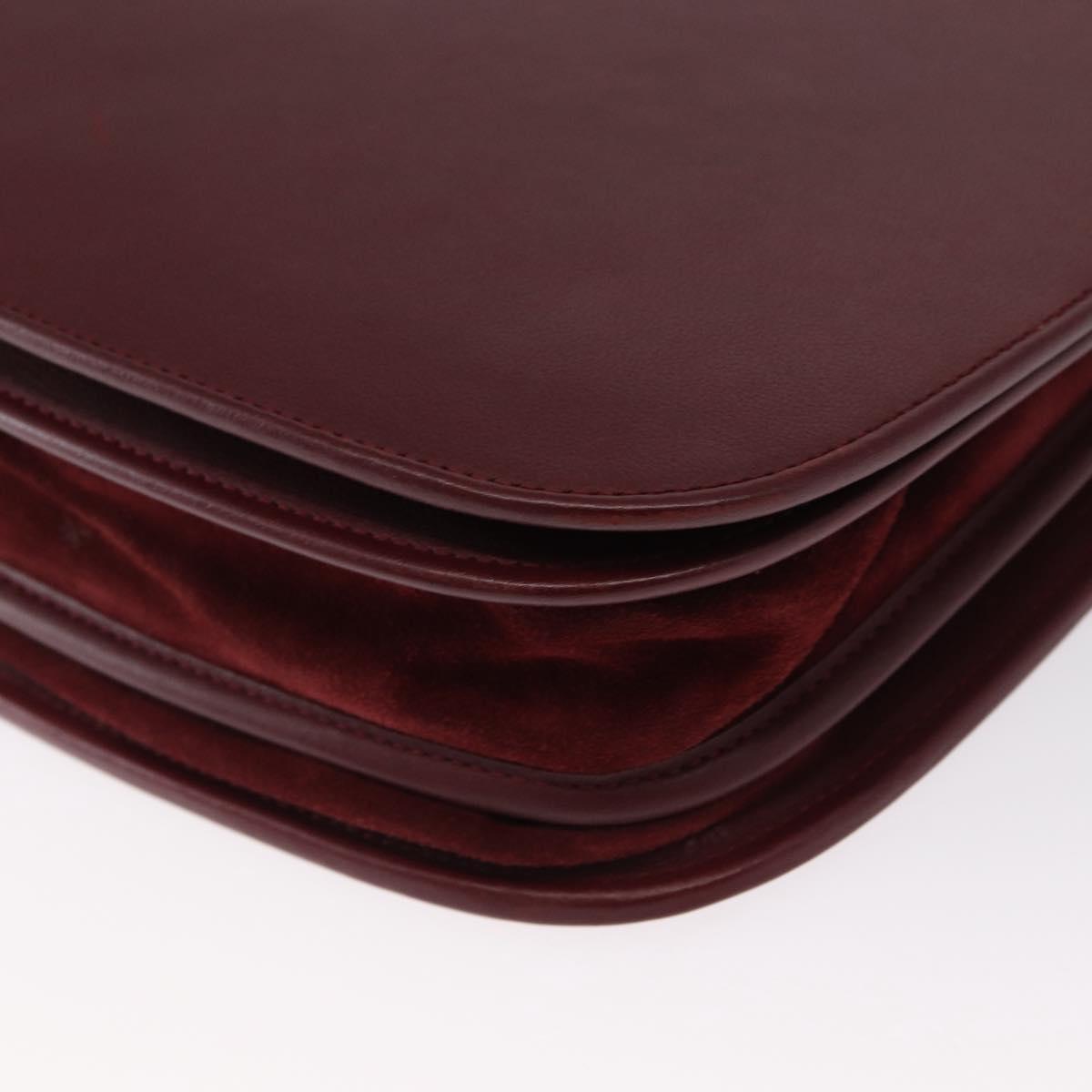 CARTIER Must Line Shoulder Bag Leather Bordeaux Gold Auth 155704