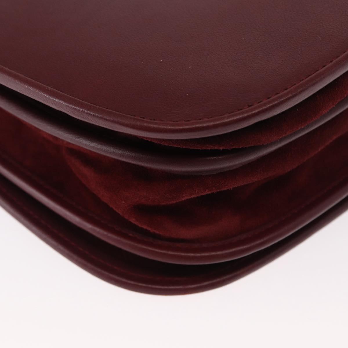 CARTIER Must Line Shoulder Bag Leather Bordeaux Gold Auth 155704