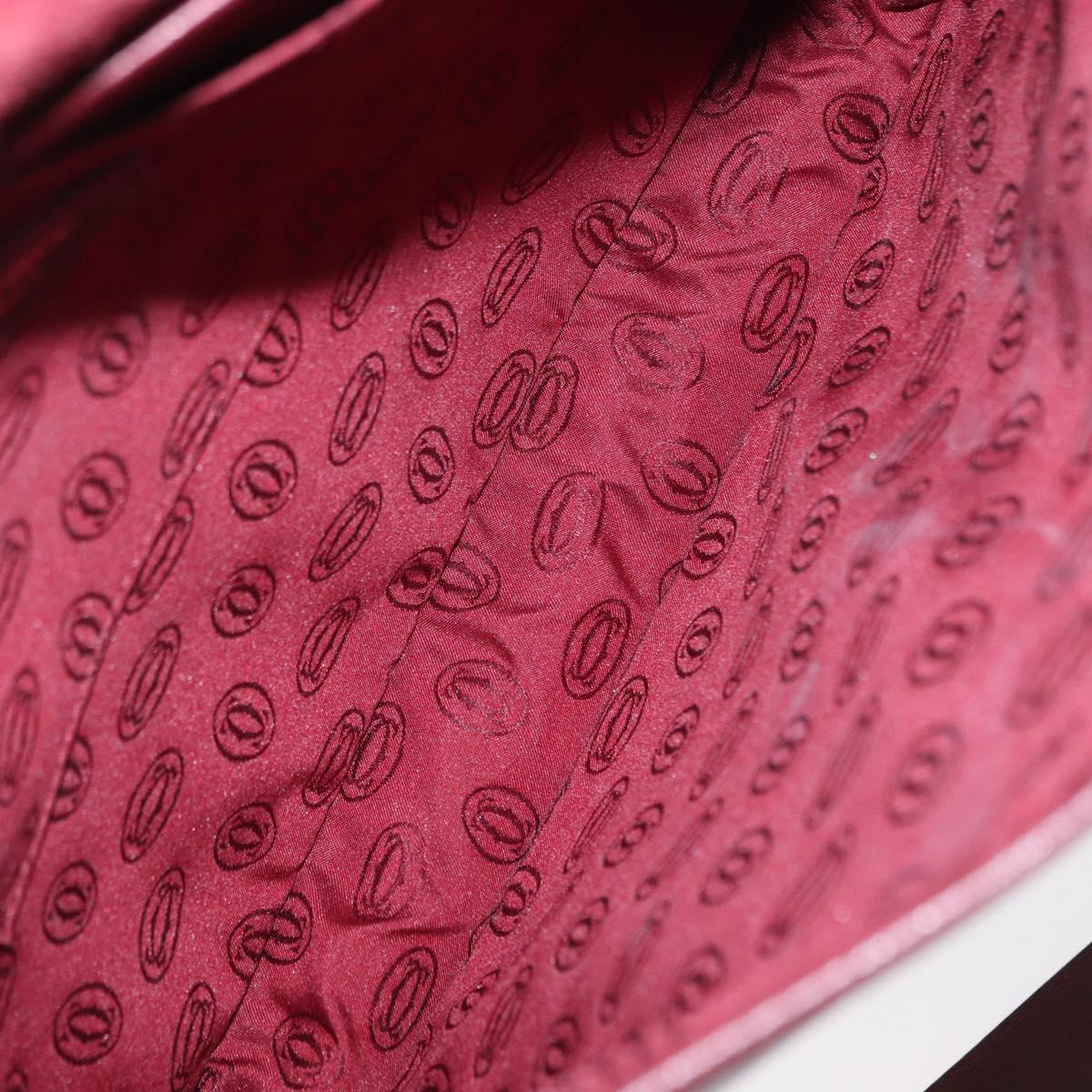 CARTIER Must Line Shoulder Bag Leather Bordeaux Gold Auth 155704