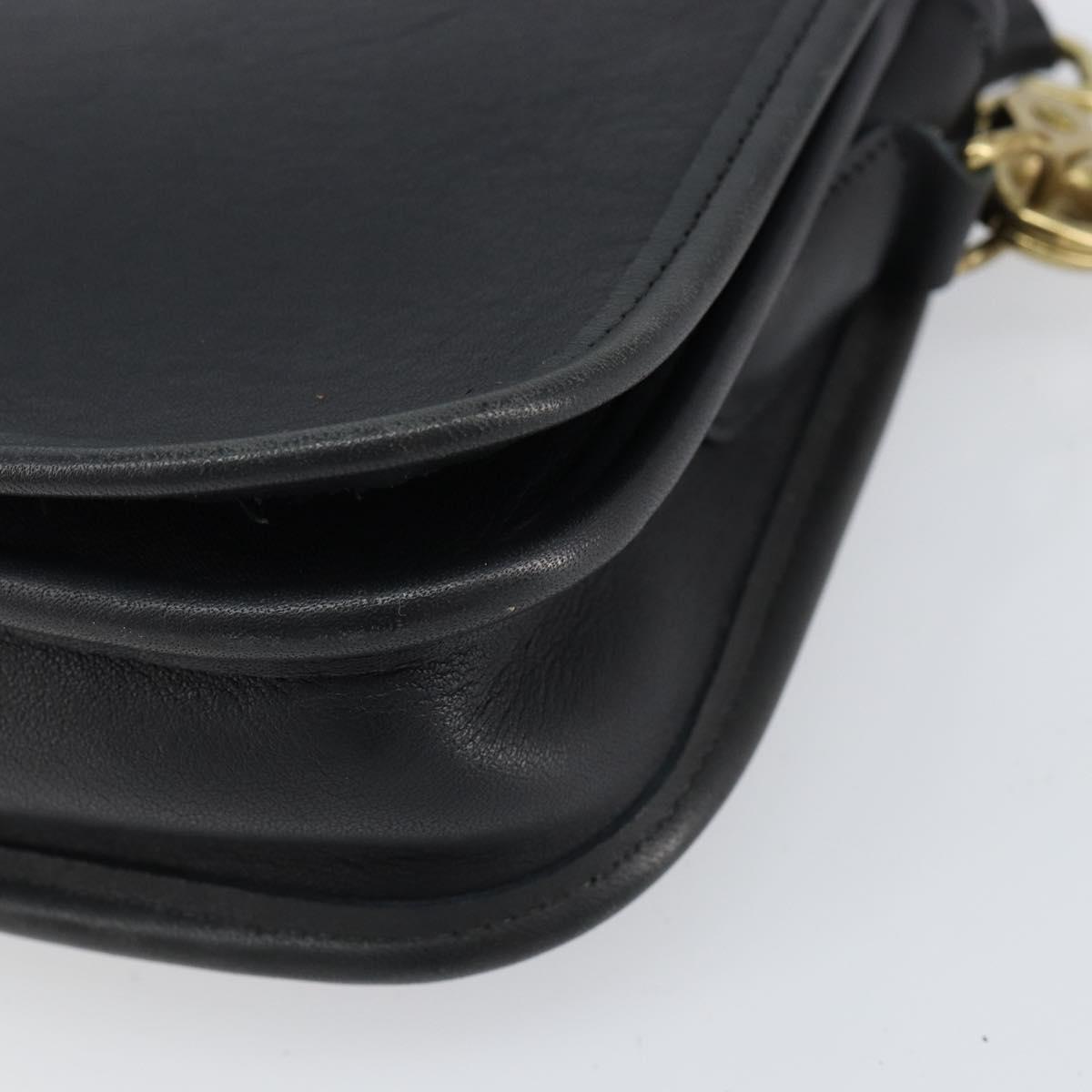 Coach Shoulder Bag Leather Black Gold Auth 155705