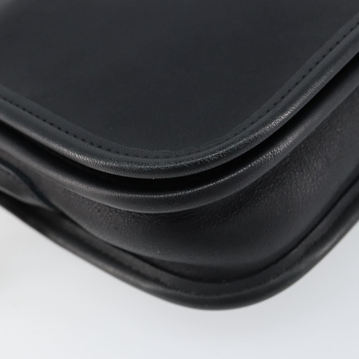 Coach Shoulder Bag Leather Black Gold Auth 155705