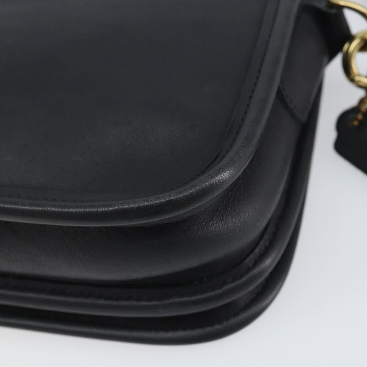 Coach Shoulder Bag Leather Black Gold Auth 155705